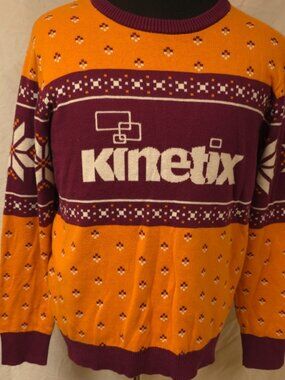 Kinetix IT Solution Mens Orange Fair Isle Geometric Large Crew Neck Sweater